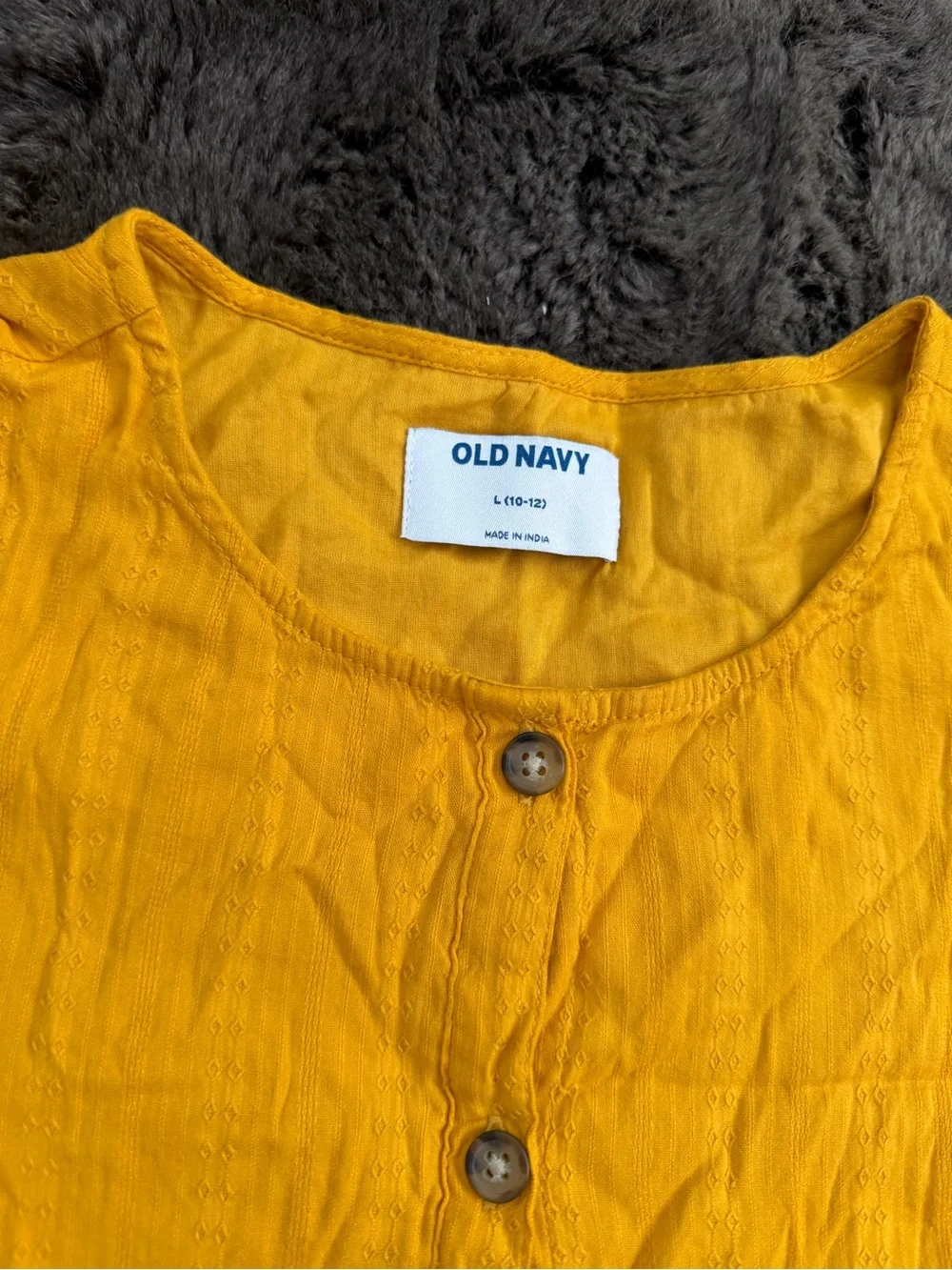 Old Navy Yellow Button-Front Eyelet Girls' Dress Size L 10/12